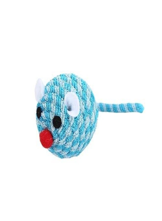 KUTKUT Adorable Plush Ball Molar Toy Mouse Head Cat Playing Props Cat Teaser Bell (Blue Color) pet Toy - Image 4